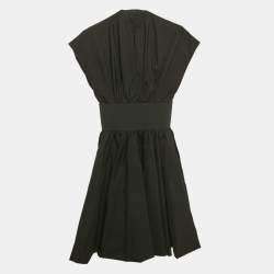 Pre Owned Alaia Black Poplin Japanese Leather Belted Dress S