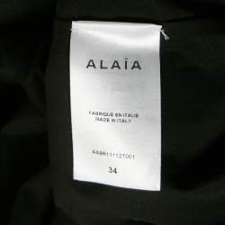Pre Owned Alaia Black Poplin Japanese Leather Belted Dress S
