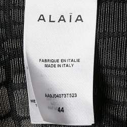 Alaia Black Crocodile Textured Synthetic Midi Skirt L