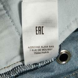 Pre Owned Alaia Blue Washed Denim Eyelet Detail High Rise Jeans M Waist 26"