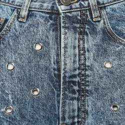 Pre Owned Alaia Blue Washed Denim Eyelet Detail High Rise Jeans M Waist 26"