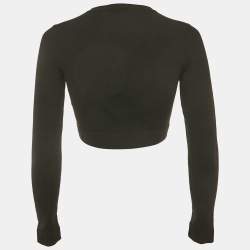 Pre Owned Alaia Black Wool Knit Crop Cardigan S