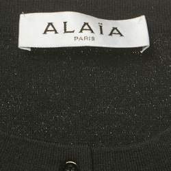 Pre Owned Alaia Black Wool Knit Crop Cardigan S