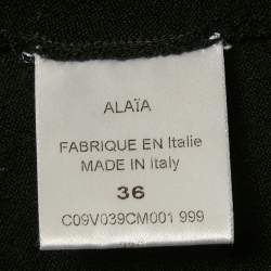 Pre Owned Alaia Black Wool Knit Crop Cardigan S