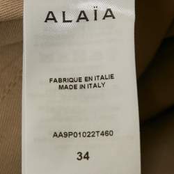 Pre Owned Alaia Beige Gabardine High Waist Straight Leg Pants S
