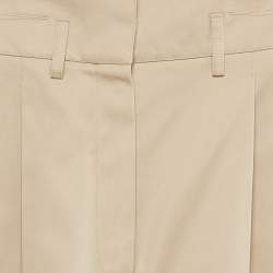 Pre Owned Alaia Beige Gabardine High Waist Straight Leg Pants S