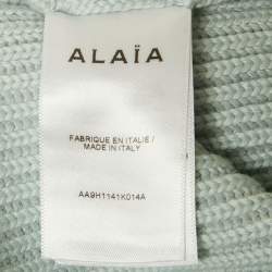 Pre Owned بلوزة قصيرة علاءيا زرقاء باستيل مضلعة مقاس صغير (سمول)