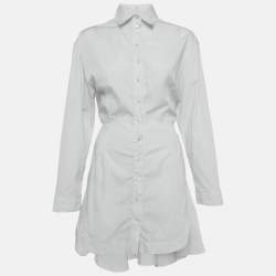 Pre Owned فستان علايا قطن أبيض مخطط تينا مقاس صغير (سمول)