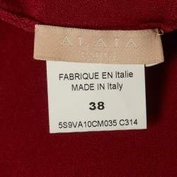 Pre Owned كارديفان ألايا برغندي محبوك بتمدد قصير مقاس متوسط - ميديم