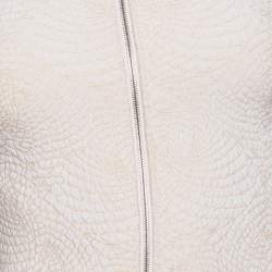Pre Owned Alaia Cream Jacquard Lurex Knit Zip Front Cardigan S