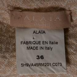 Pre Owned Alaia Cream Jacquard Lurex Knit Zip Front Cardigan S