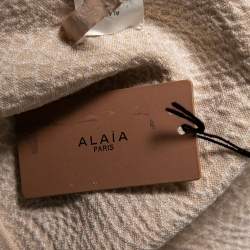 Pre Owned Alaia Cream Jacquard Lurex Knit Zip Front Cardigan S