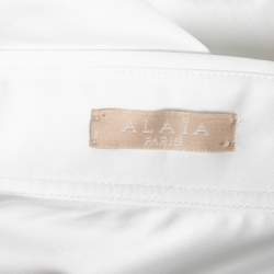 Pre Owned Alaia White Cotton Cinched Waist Embroidered Peplum Detailed Shirt M