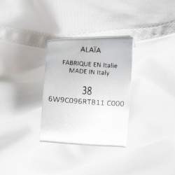 Pre Owned Alaia White Cotton Cinched Waist Embroidered Peplum Detailed Shirt M