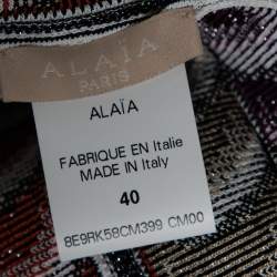 Pre Owned Alaia White Textured Knit Pleated Hem Sleeveless Crew Neck Dress M