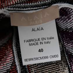 Pre Owned Alaia White Textured Knit Pleated Hem Sleeveless Crew Neck Dress M