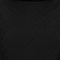 Pre Owned Alaia Black Textured Knit High Neck Pleated Hem Sleeveless Dress M