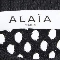 Pre Owned Alaia Black Jersey Waist Detail Midi Dress M
