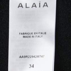 Pre Owned Alaia Black Jersey Waist Detail Midi Dress S