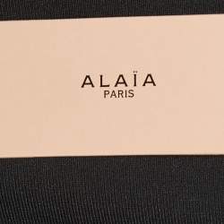 Pre Owned Alaia Black Jersey Waist Detail Midi Dress S