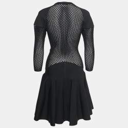 Pre Owned Alaia Black Jersey Waist Detail Midi Dress S