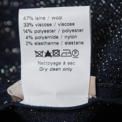 Pre Owned Alaia Midnight Blue Floral Lurex Knit Sleeveless Midi Dress XS