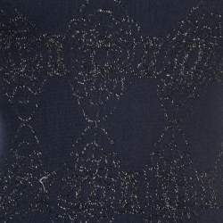 Pre Owned Alaia Midnight Blue Floral Lurex Knit Sleeveless Midi Dress XS