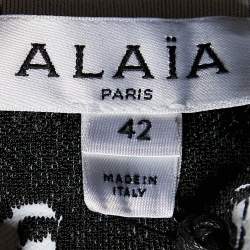 Pre Owned Alaia White Floral Jacquard Knit Midi Dress L