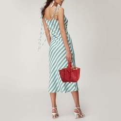 Alaia Red Suede Small Studded Rose Marie Bucket Bag