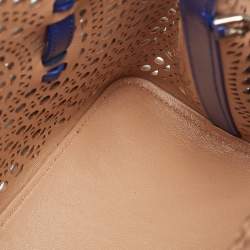 Alaia Blue Laser Cut Leather Le Mina 25 Tote