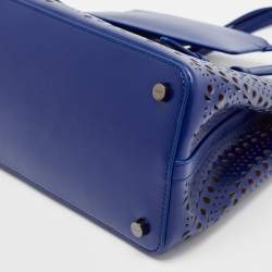 Alaia Blue Laser Cut Leather Le Mina 25 Tote