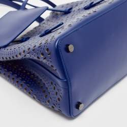 Alaia Blue Laser Cut Leather Le Mina 25 Tote
