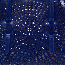 Alaia Blue Laser Cut Leather Le Mina 25 Tote