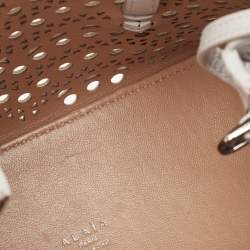 مملوكة مسبقًا Alaia Gris Perle Vienne Wave Leather Mina 20 Tote