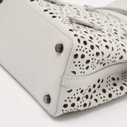 مملوكة مسبقًا Alaia Gris Perle Vienne Wave Leather Mina 20 Tote