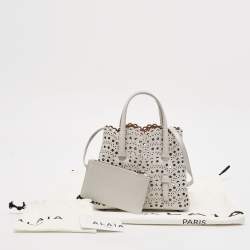 مملوكة مسبقًا Alaia Gris Perle Vienne Wave Leather Mina 20 Tote