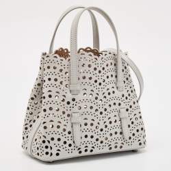 مملوكة مسبقًا Alaia Gris Perle Vienne Wave Leather Mina 20 Tote