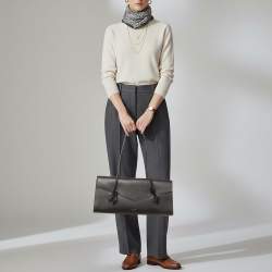 Pre Owned حقيبة يد علايا لوتيكل رفرف جلد أسود