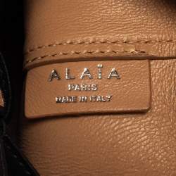 Pre Owned  Alaia Black Suede And Leather Crystal Embellished Rose Marie Mini Bucket Bag
