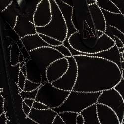 Pre Owned  Alaia Black Suede And Leather Crystal Embellished Rose Marie Mini Bucket Bag