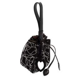 Pre Owned  Alaia Black Suede And Leather Crystal Embellished Rose Marie Mini Bucket Bag