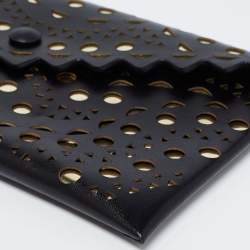 Alaia Black Lasercut Leather Envelope Clutch