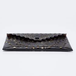 Alaia Black Lasercut Leather Envelope Clutch