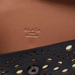 Alaia Black Lasercut Leather Envelope Clutch