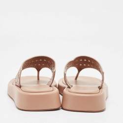 Alaia Beige Cut out Leather Thong Sandals  Size 38
