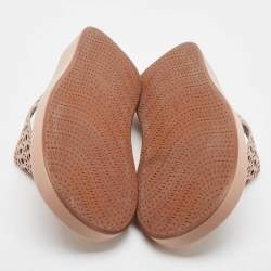 Alaia Beige Cut out Leather Thong Sandals  Size 38