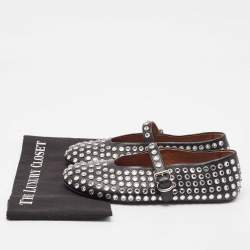 Pre Owned Alaia Black Leather Angele Ballet Flats Size 39