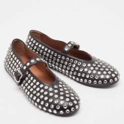 Pre Owned Alaia Black Leather Angele Ballet Flats Size 39