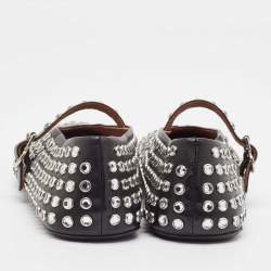 Pre Owned Alaia Black Leather Angele Ballet Flats Size 39