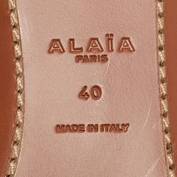 Alaia Navy Blue Laser Cut Denim Flat Slides Size 40